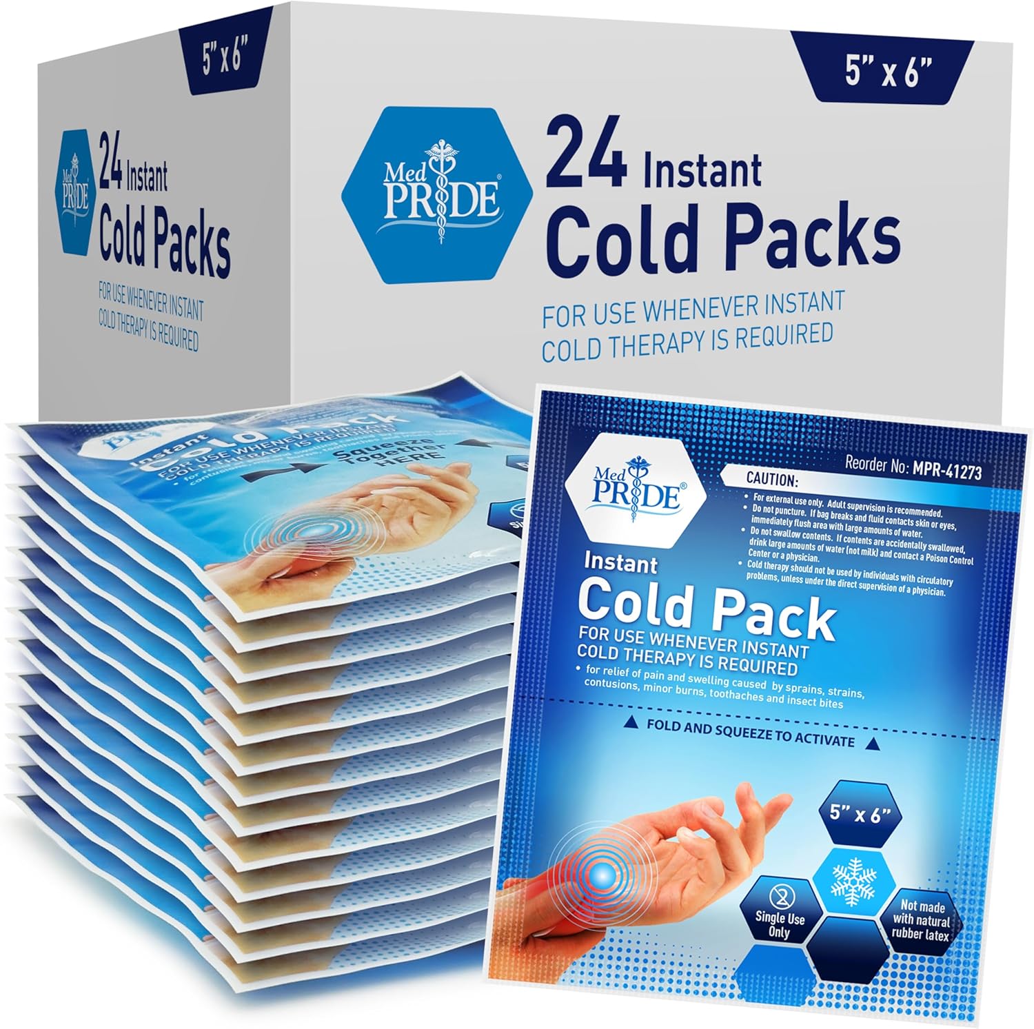 MedPride Instant Cold Pack for Injuries & Pain Relief 5"x6" - 24/cs. MedPride Instant Cold Pack for Injuries & Pain Relief 5"x6" - 24/cs.