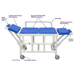 MJM International 920-FD-PAD Shower gurney with fold down head and foot section with closed cell water proof foam pad MJM International 920-FD-PAD Shower gurney with fold down head and foot section with closed cell water proof foam pad