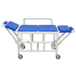 MJM International 920-FD-PAD Shower gurney with fold down head and foot section with closed cell water proof foam pad MJM International 920-FD-PAD Shower gurney with fold down head and foot section with closed cell water proof foam pad