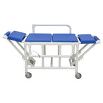 MJM International 920-FD-PAD Shower gurney with fold down head and foot section with closed cell water proof foam pad MJM International 920-FD-PAD Shower gurney with fold down head and foot section with closed cell water proof foam pad