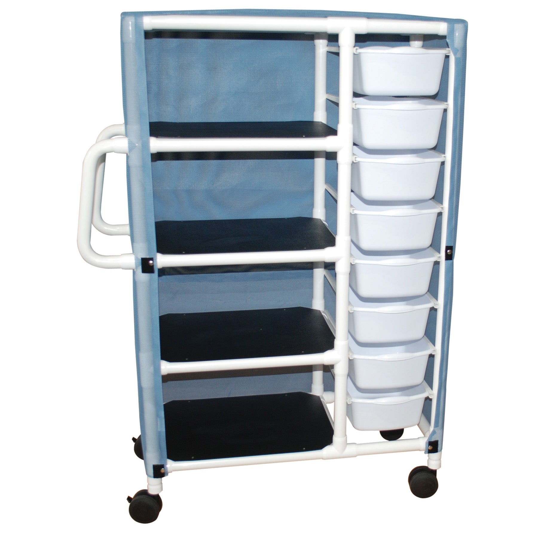 MJM International 370-8 Specialty Cart 5.5" X 12.25" X 16" Bin Size, 21.5" X 47" X 65" White 20" X 25" MJM International 370-8 Specialty Cart 5.5" X 12.25" X 16" Bin Size, 21.5" X 47" X 65" White 20" X 25"