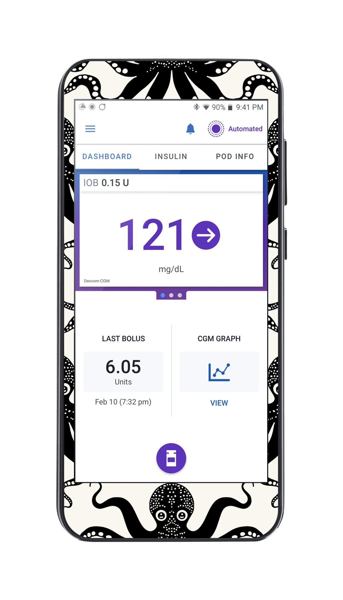 Abstract Octopus Sticker for Omnipod® 5 Controller – Pump Peelz Abstract Octopus Sticker for Omnipod® 5 Controller – Pump Peelz