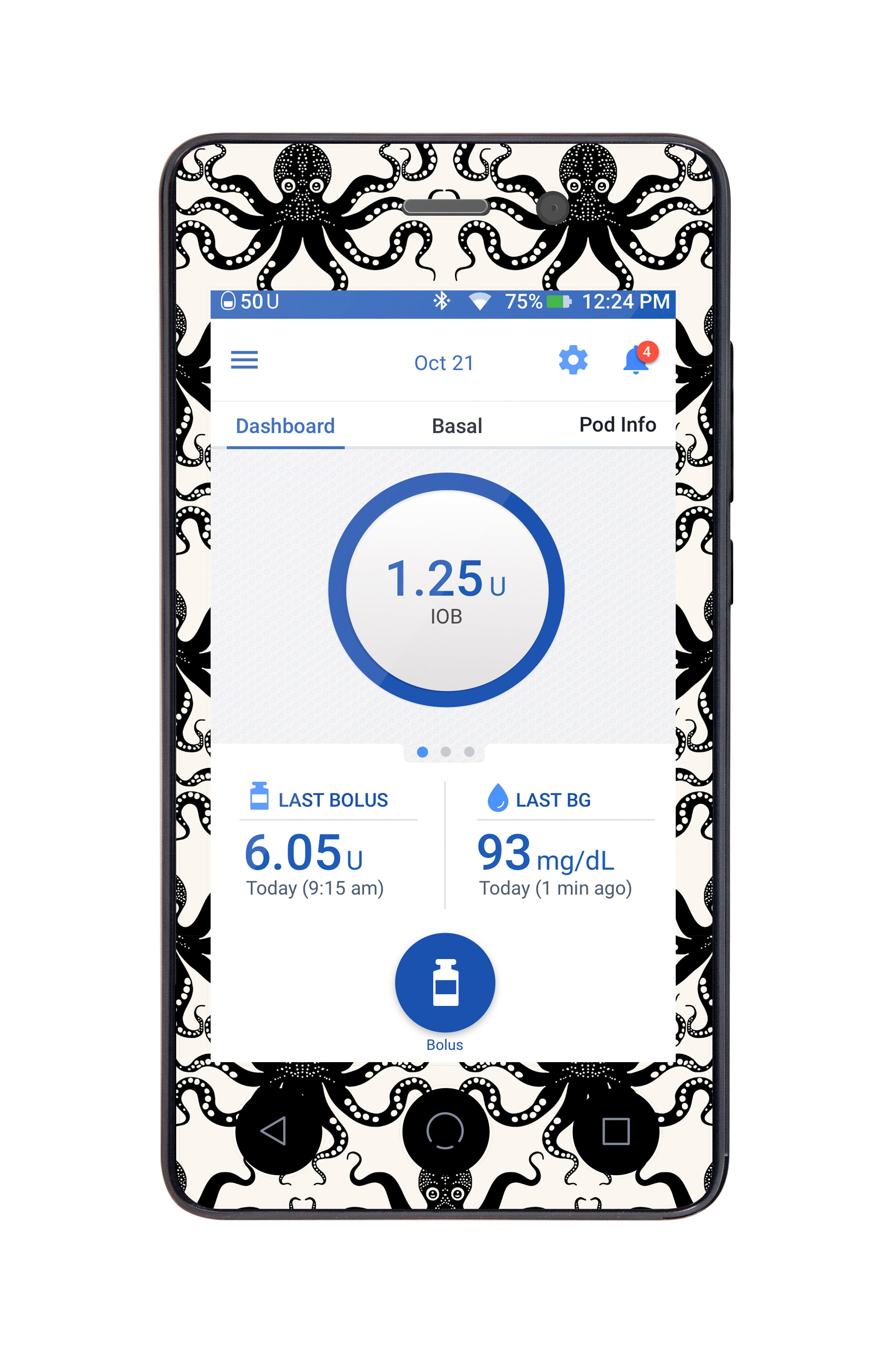 Abstract Octopus Sticker for Omnipod DASH® PDM – Pump Peelz Abstract Octopus Sticker for Omnipod DASH® PDM – Pump Peelz