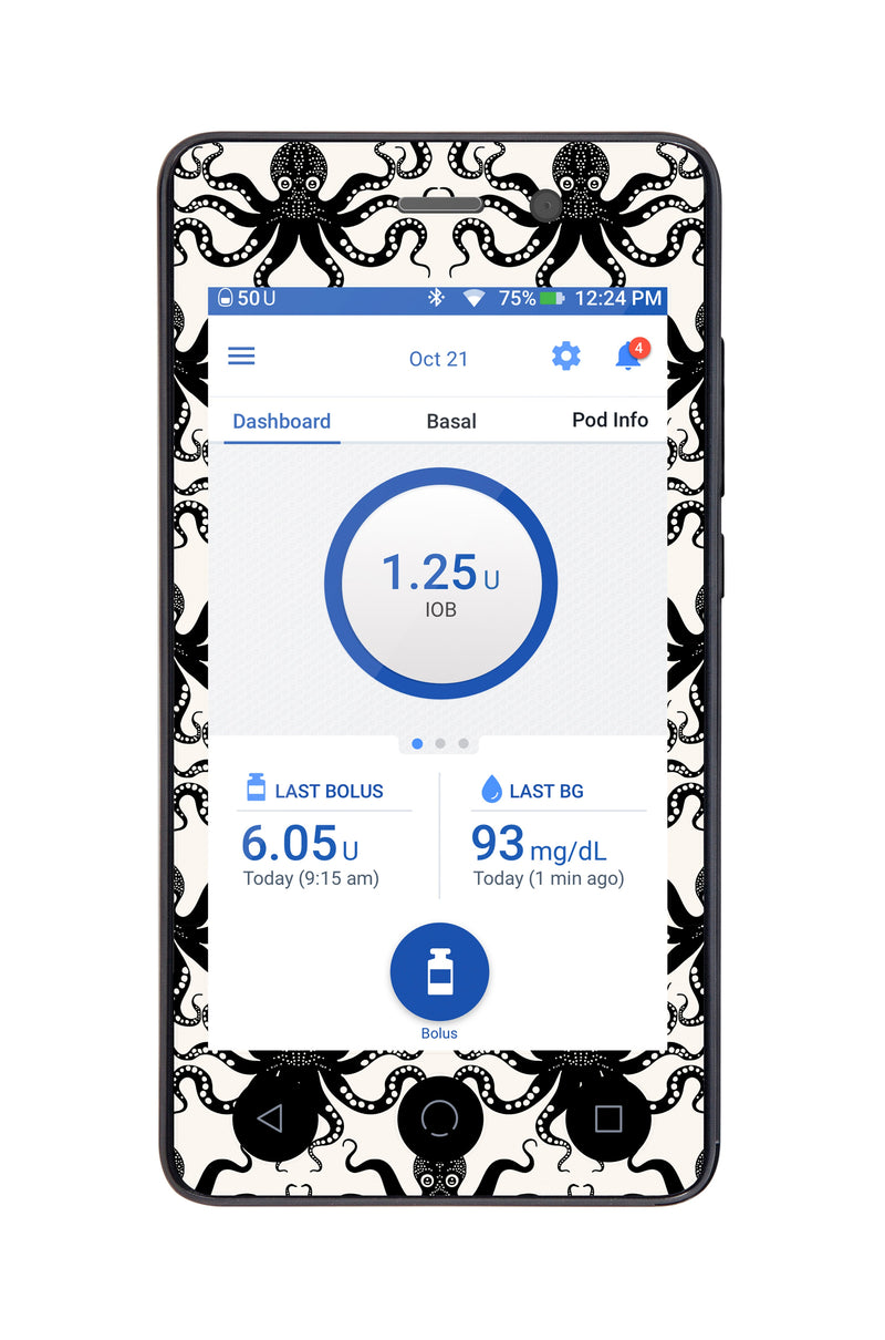 Abstract Octopus Sticker for Omnipod DASH® PDM – Pump Peelz Abstract Octopus Sticker for Omnipod DASH® PDM – Pump Peelz
