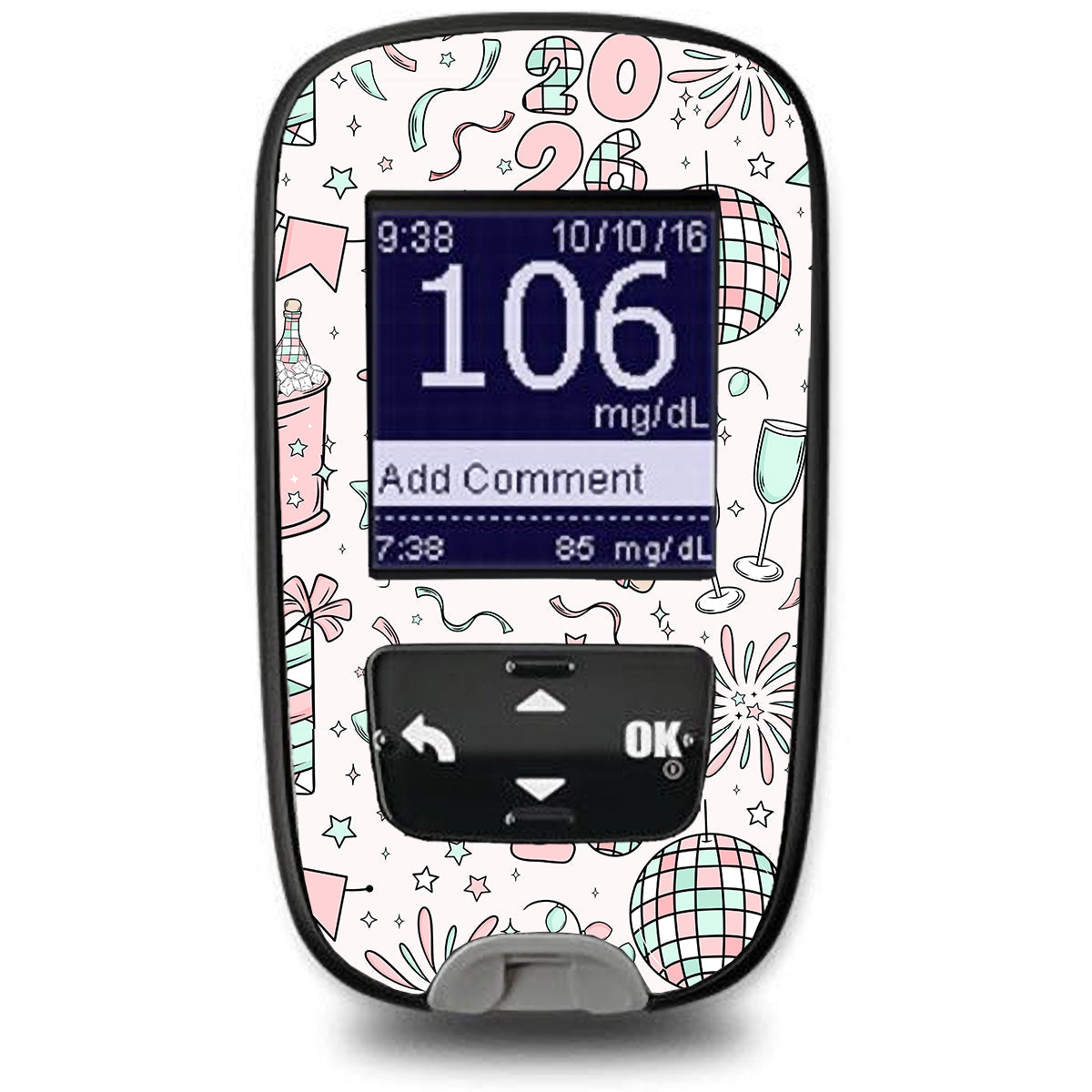 Cheers to '26 Accu-Chek Guide Glucometer Sticker - Pump Peelz Cheers to '26 Accu-Chek Guide Glucometer Sticker - Pump Peelz