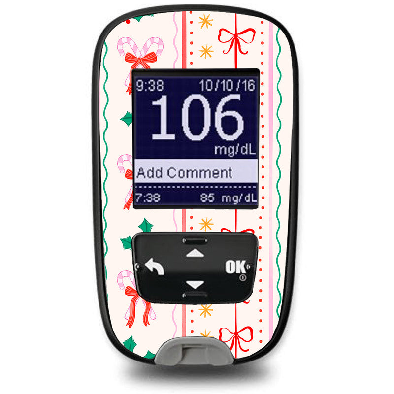Holly Jolly Ribbon Accu-Chek Guide Glucometer Sticker - Pump Peelz Holly Jolly Ribbon Accu-Chek Guide Glucometer Sticker - Pump Peelz