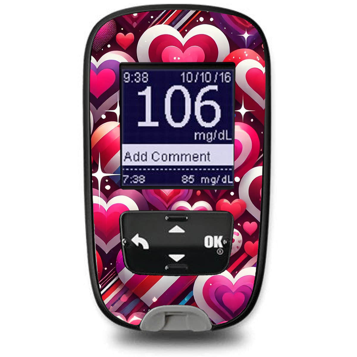Sparkly Hearts Sticker for the Accu-Chek Guide Glucometer Sparkly Hearts Sticker for the Accu-Chek Guide Glucometer
