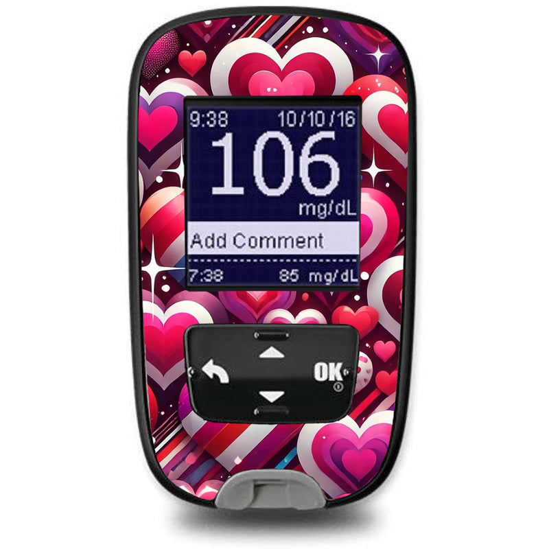 Sparkly Hearts Sticker for the Accu-Chek Guide Glucometer Sparkly Hearts Sticker for the Accu-Chek Guide Glucometer