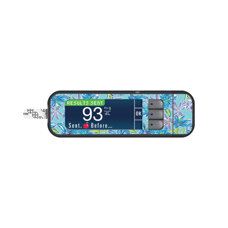 Azul Flowers Sticker for Bayer Contour Next Glucometer Azul Flowers Sticker for Bayer Contour Next Glucometer