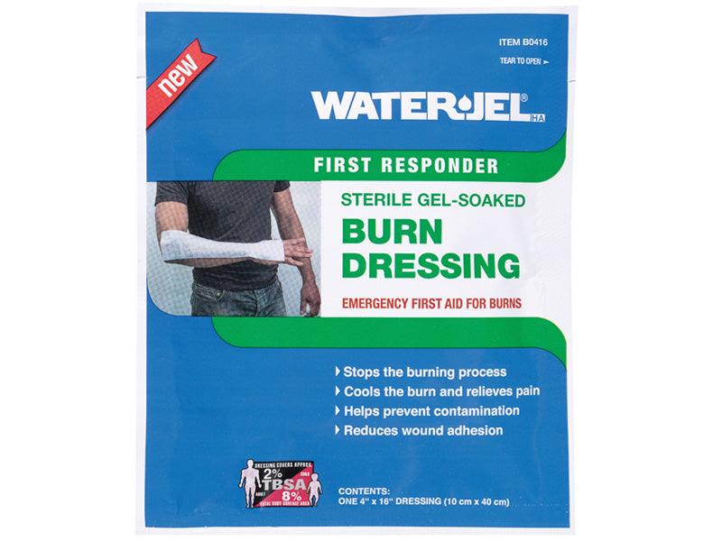 Water Jel First Responder Sterile Burn Dressing - 4” x 16” (28 Dressings - 4 Cartons/7 Each) Water Jel First Responder Sterile Burn Dressing - 4” x 16” (28 Dressings - 4 Cartons/7 Each)