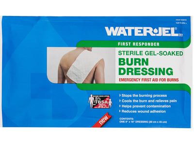 Water Jel First Responder Sterile Burn Dressing - 8" x 18" (20 Dressings - 2 Cartons/10 Each) Water Jel First Responder Sterile Burn Dressing - 8" x 18" (20 Dressings - 2 Cartons/10 Each)