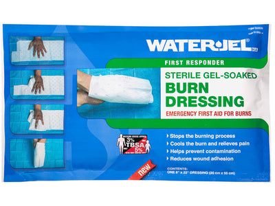 Water Jel First Responder Sterile Hand Dressing for Hand Burns - 8" x 22" (20 Dressings - 2 Cartons/10 Each) Water Jel First Responder Sterile Hand Dressing for Hand Burns - 8" x 22" (20 Dressings - 2 Cartons/10 Each)