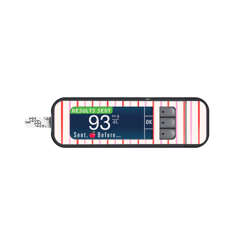 Peppermint Stripes Bayer Contour Next Glucometer Sticker - Pump Peelz Peppermint Stripes Bayer Contour Next Glucometer Sticker - Pump Peelz