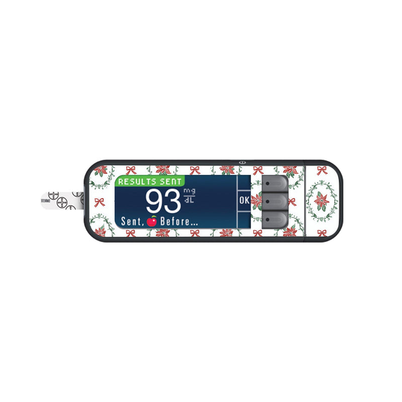 Poinsettia Parade Bayer Contour Next Glucometer Sticker - Pump Peelz Poinsettia Parade Bayer Contour Next Glucometer Sticker - Pump Peelz