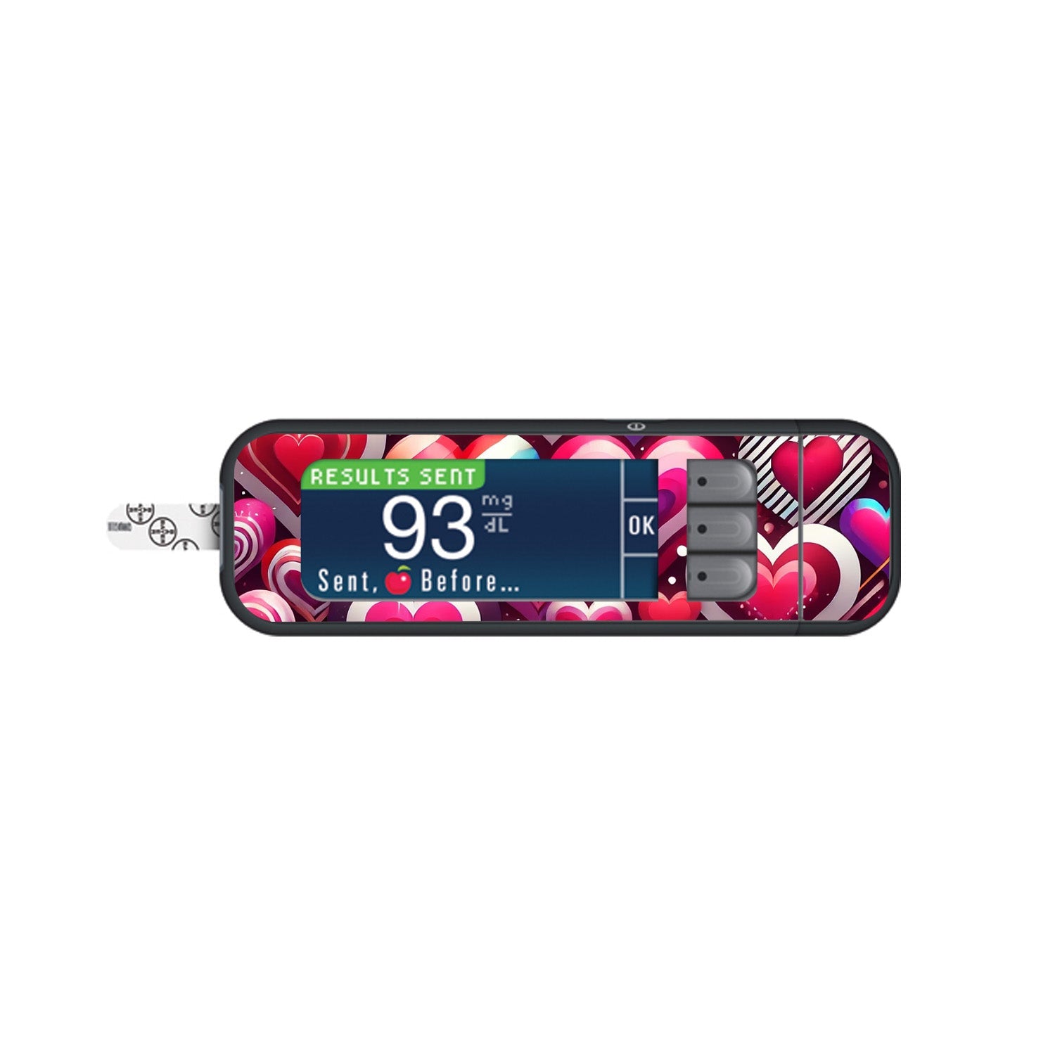 Sparkly Hearts Sticker for Bayer Contour Next Glucometer Sparkly Hearts Sticker for Bayer Contour Next Glucometer