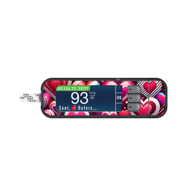 Sparkly Hearts Sticker for Bayer Contour Next Glucometer Sparkly Hearts Sticker for Bayer Contour Next Glucometer
