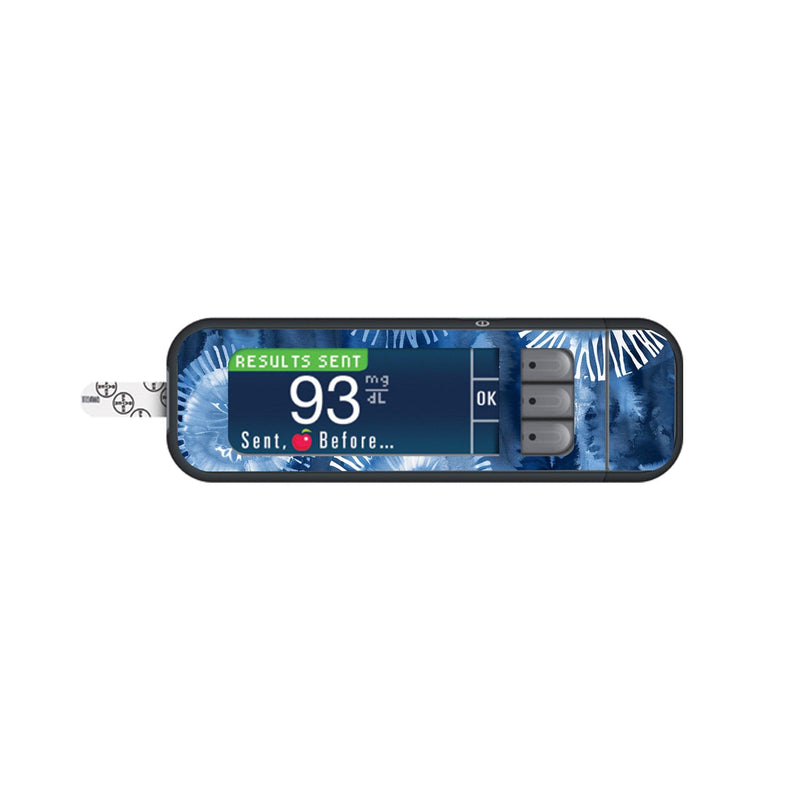 Monochrome Blue Tie Dye Sticker for Bayer Contour Next Glucometer Monochrome Blue Tie Dye Sticker for Bayer Contour Next Glucometer
