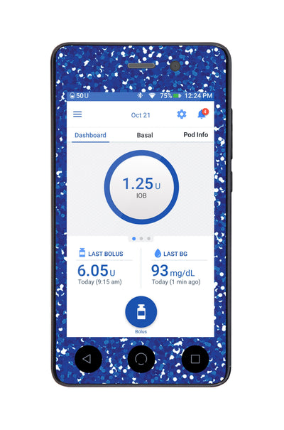 Blue Confetti Sticker for Omnipod DASH® PDM – Pump Peelz Blue Confetti Sticker for Omnipod DASH® PDM – Pump Peelz