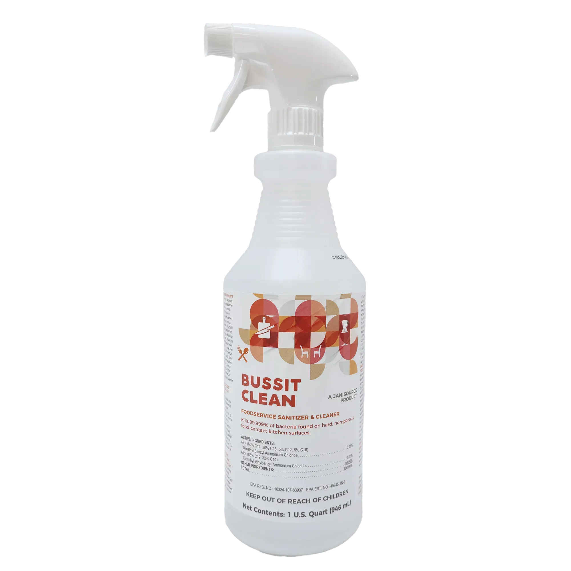 Bussit Clean Food Surface Sanitizer & Cleaner, Spray & Wipe, Quart Bussit Clean Food Surface Sanitizer & Cleaner, Spray & Wipe, Quart