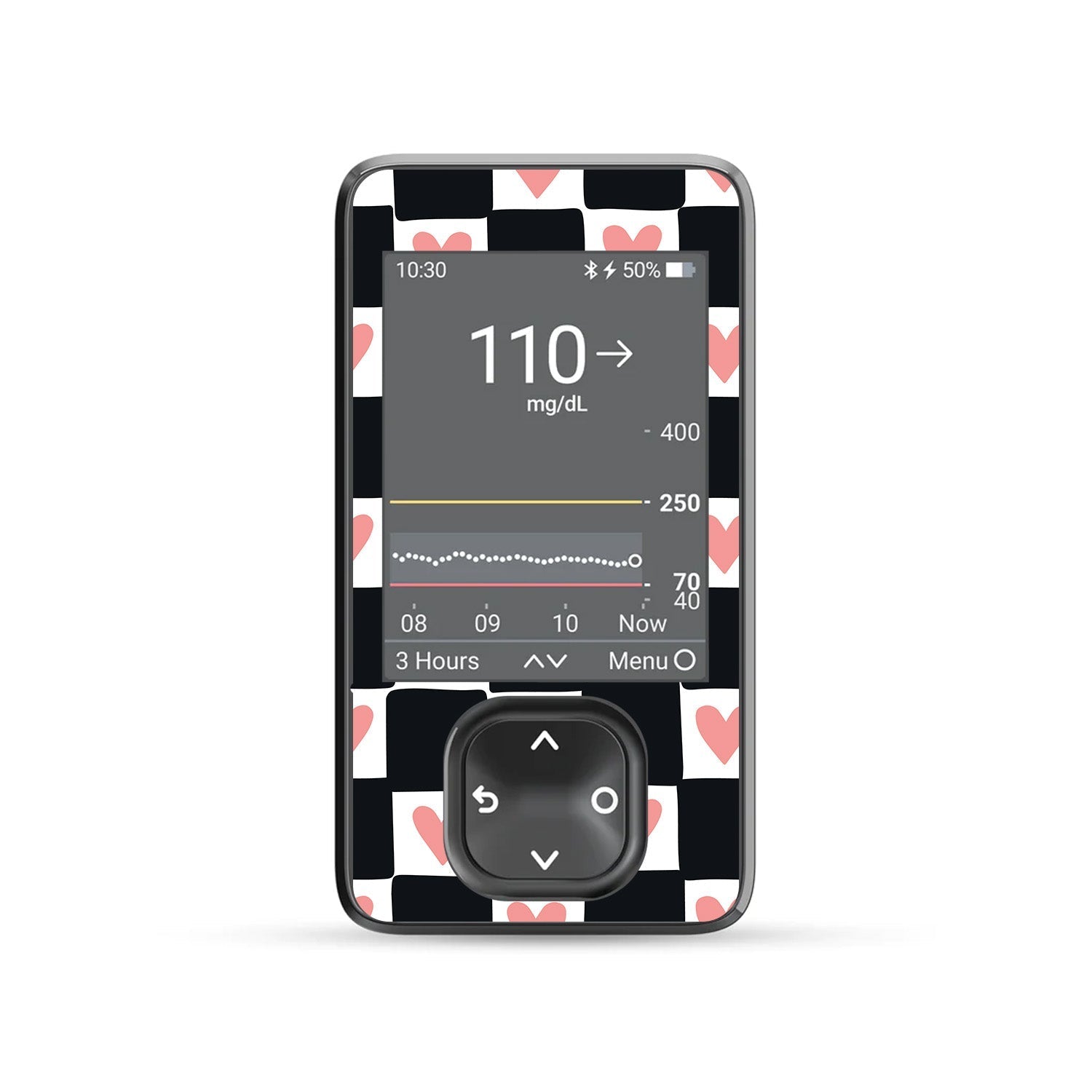 Checkered Hearts DEXCOM G7 and Stelo and G6 Touchscreen Receiver Sticker Checkered Hearts DEXCOM G7 and Stelo and G6 Touchscreen Receiver Sticker