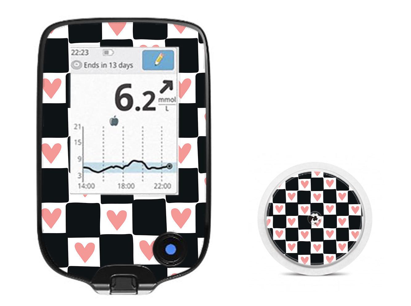 Checkered Hearts Freestyle Libre 2 Checkered Hearts Freestyle Libre 2