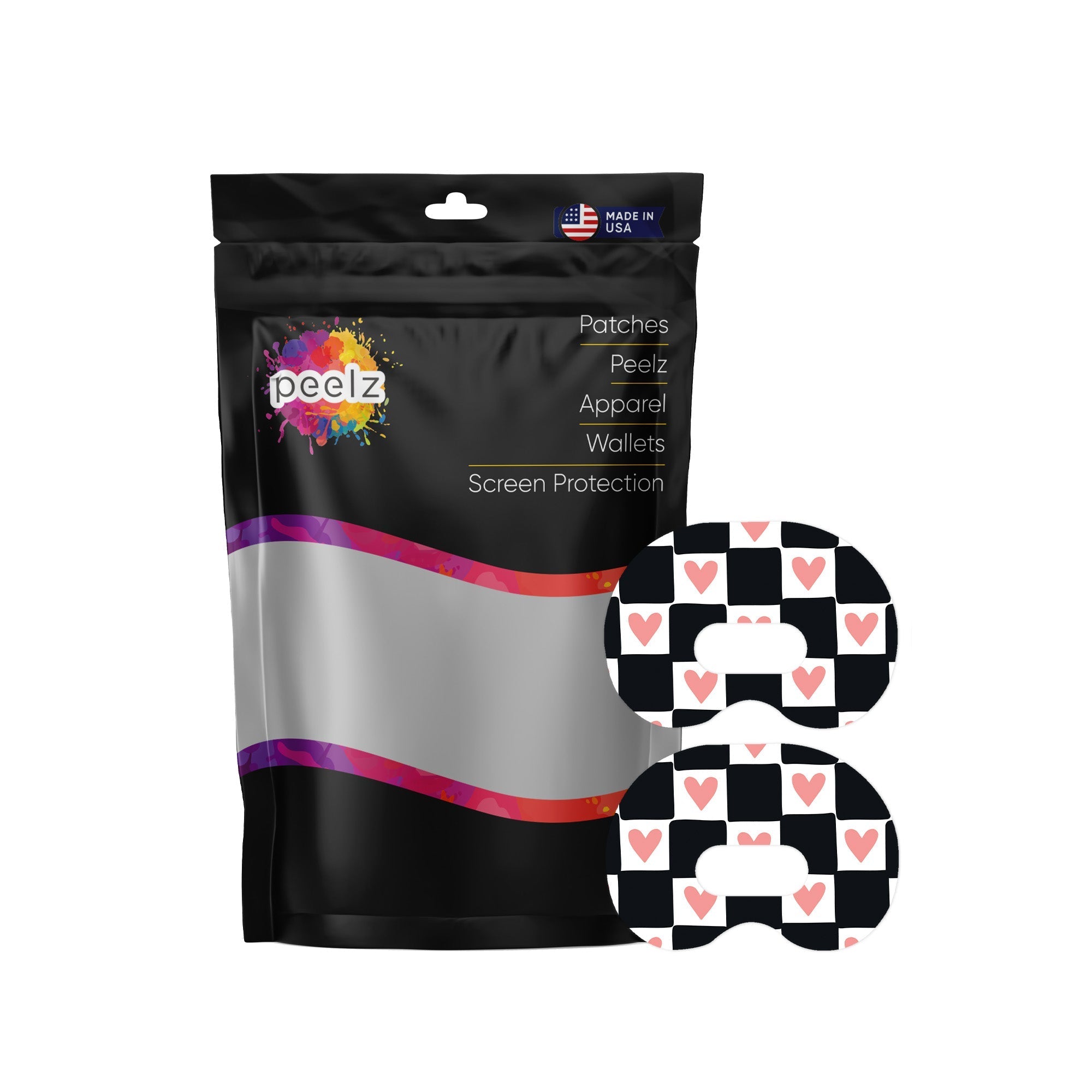 Checkered Hearts Medtronic Guardian Connect Patch Tape - Pump Peelz Checkered Hearts Medtronic Guardian Connect Patch Tape - Pump Peelz