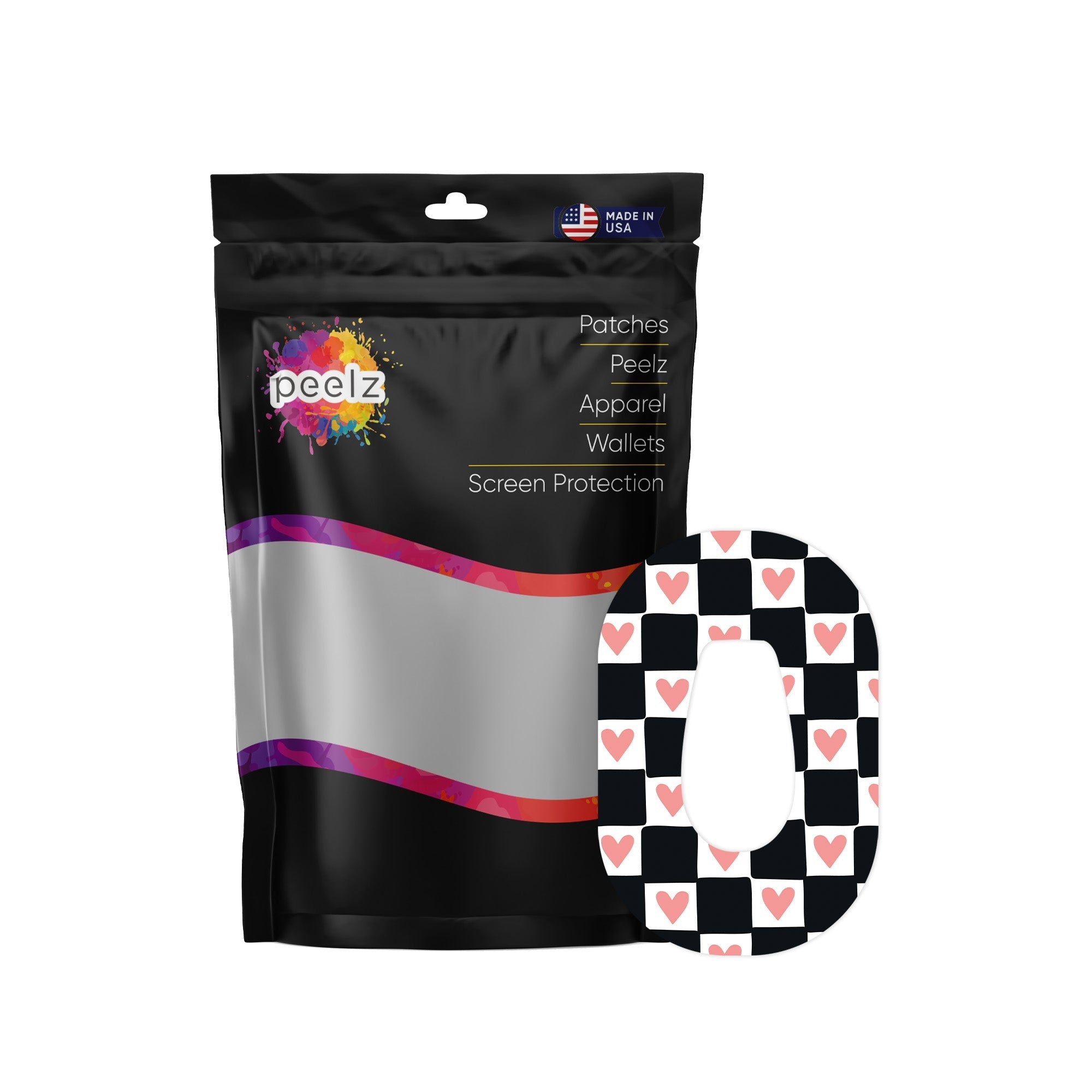 Checkered Hearts Patch Tape Designed for the DEXCOM G6 Checkered Hearts Patch Tape Designed for the DEXCOM G6