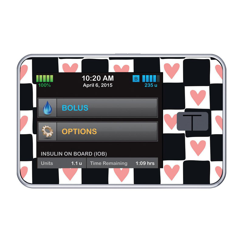 Checkered Hearts Sticker for Tandem t:slim Checkered Hearts Sticker for Tandem t:slim