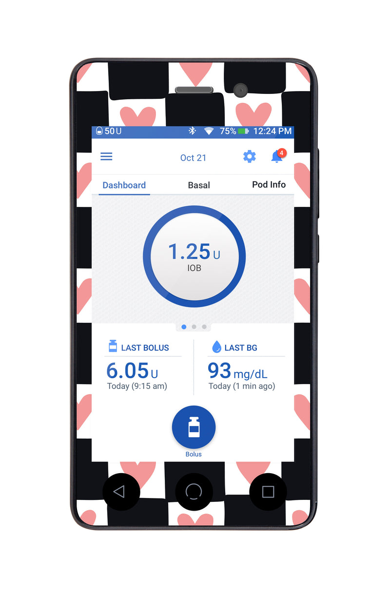 Checkered Hearts Sticker for Omnipod DASH® PDM – Pump Peelz Checkered Hearts Sticker for Omnipod DASH® PDM – Pump Peelz