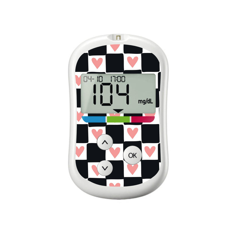 Checkered Hearts for OneTouch Verio Flex Glucometer Checkered Hearts for OneTouch Verio Flex Glucometer