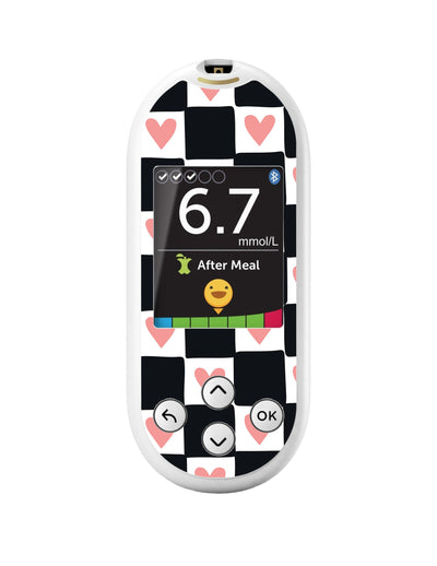 Checkered Hearts for OneTouch Verio Reflect Glucometer Checkered Hearts for OneTouch Verio Reflect Glucometer