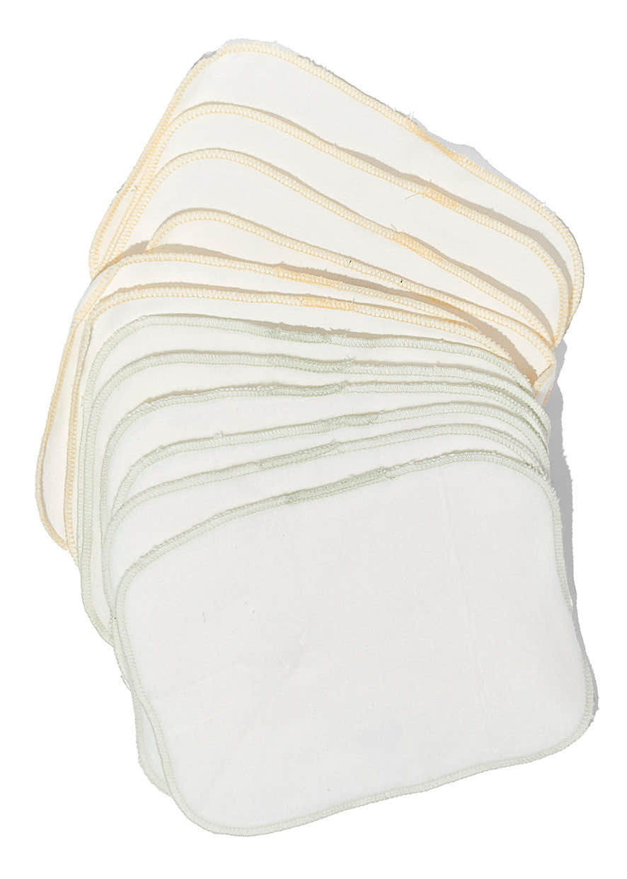 Organic Brushed Cotton Wash Cloth - Pack of 12 Organic Brushed Cotton Wash Cloth - Pack of 12