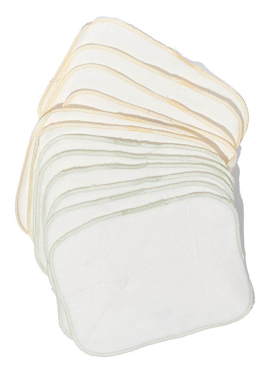 Organic Brushed Cotton Wash Cloth - Pack of 12 Organic Brushed Cotton Wash Cloth - Pack of 12