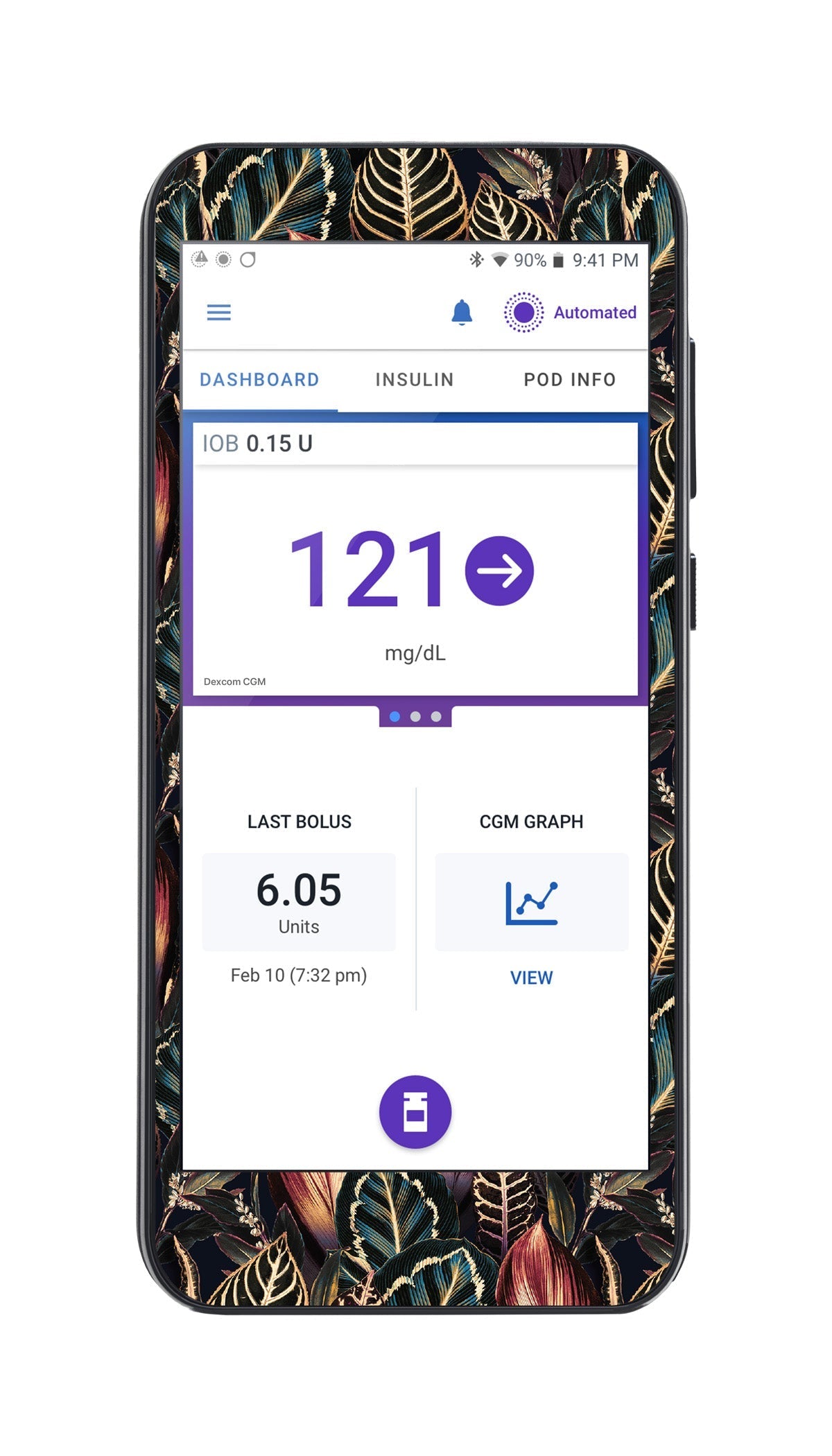 Dark Moon Leaves Sticker for Omnipod® 5 Controller – Pump Peelz Dark Moon Leaves Sticker for Omnipod® 5 Controller – Pump Peelz