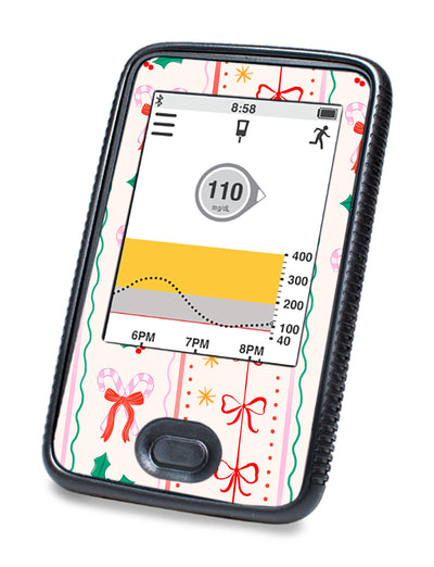 Holly Jolly Ribbon Dexcom G6 Touchscreen Receiver Sticker - Pump Peelz Holly Jolly Ribbon Dexcom G6 Touchscreen Receiver Sticker - Pump Peelz