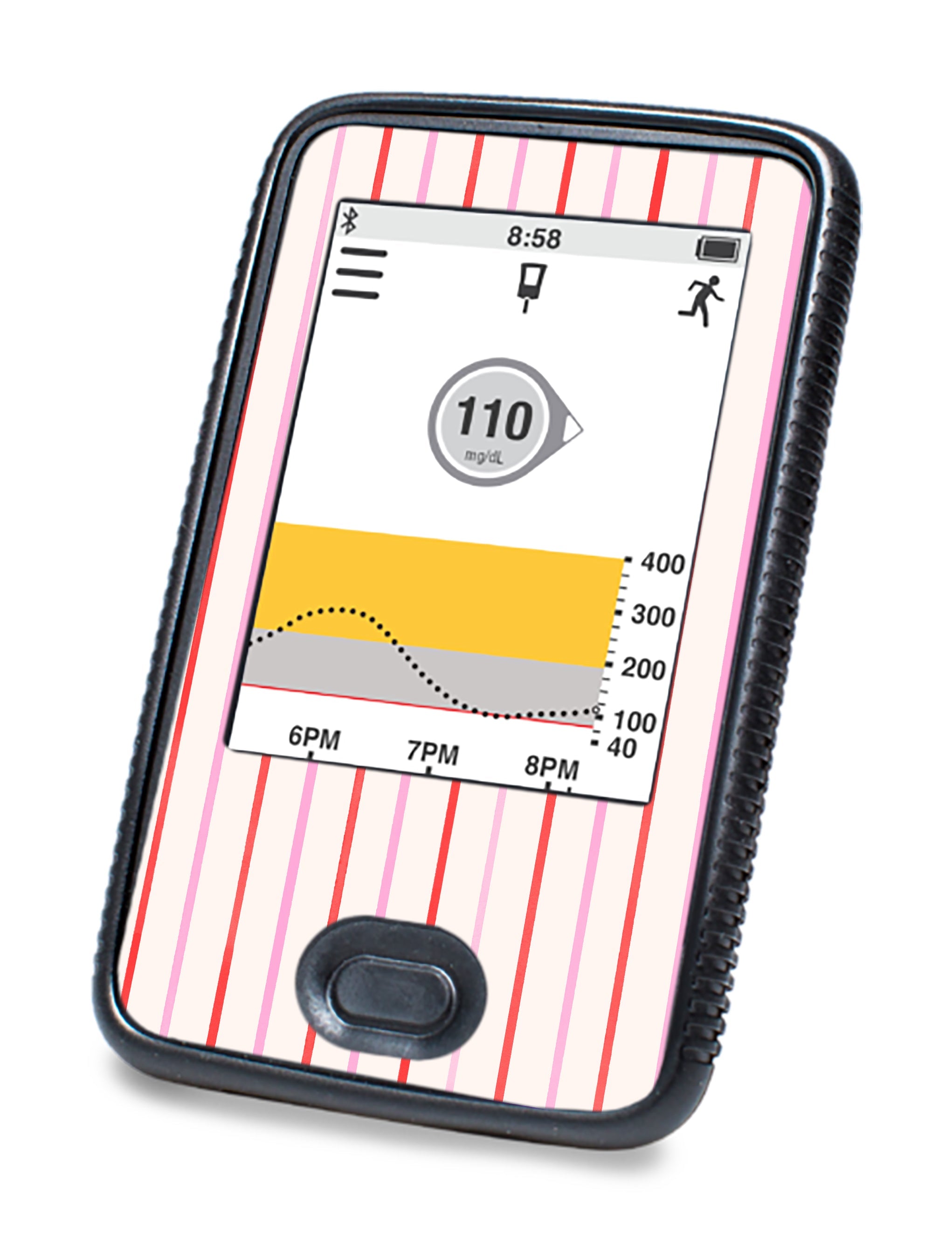 Peppermint Stripes Dexcom G6 Touchscreen Receiver Sticker - Pump Peelz Peppermint Stripes Dexcom G6 Touchscreen Receiver Sticker - Pump Peelz