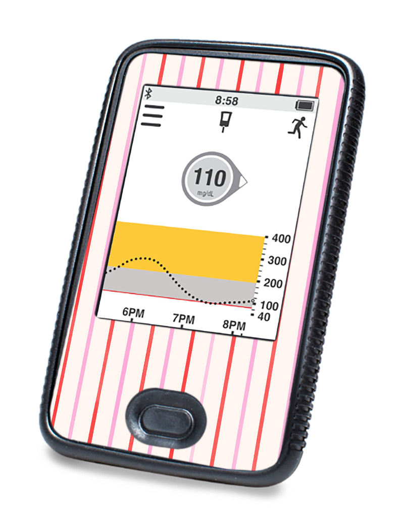 Peppermint Stripes Dexcom G6 Touchscreen Receiver Sticker - Pump Peelz Peppermint Stripes Dexcom G6 Touchscreen Receiver Sticker - Pump Peelz