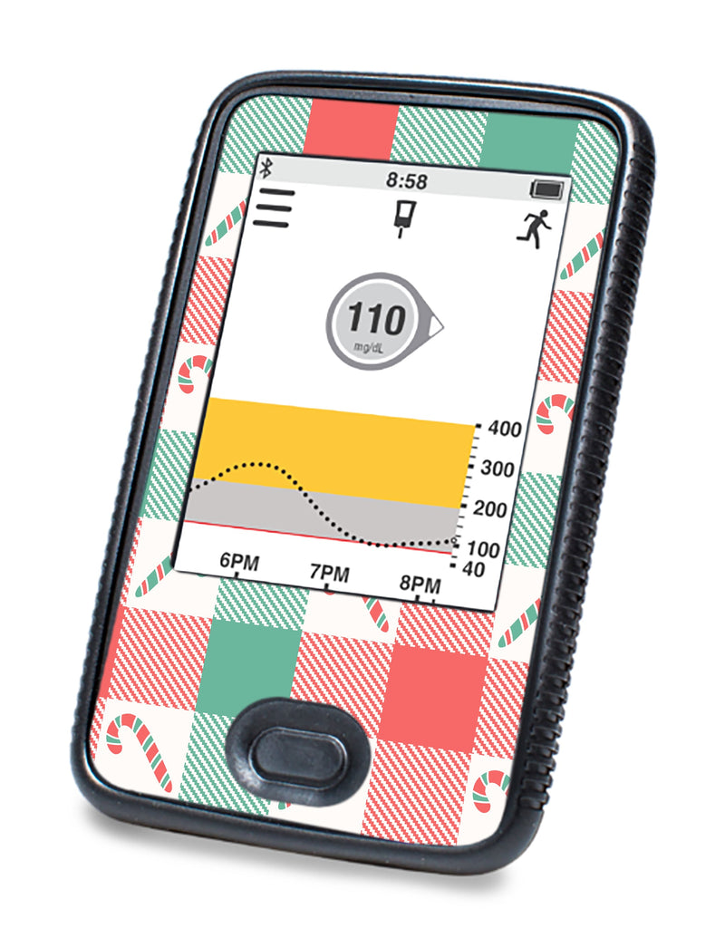 Peppermint Plaid Dexcom G6 Touchscreen Receiver Sticker - Pump Peelz Peppermint Plaid Dexcom G6 Touchscreen Receiver Sticker - Pump Peelz