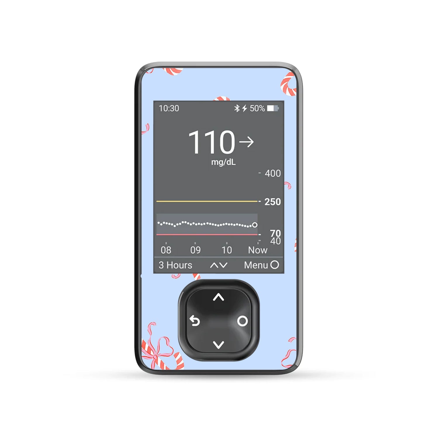 Candy Cane Lane Dexcom G7 and G6 Touchscreen Receiver Sticker - Pump Peelz Candy Cane Lane Dexcom G7 and G6 Touchscreen Receiver Sticker - Pump Peelz