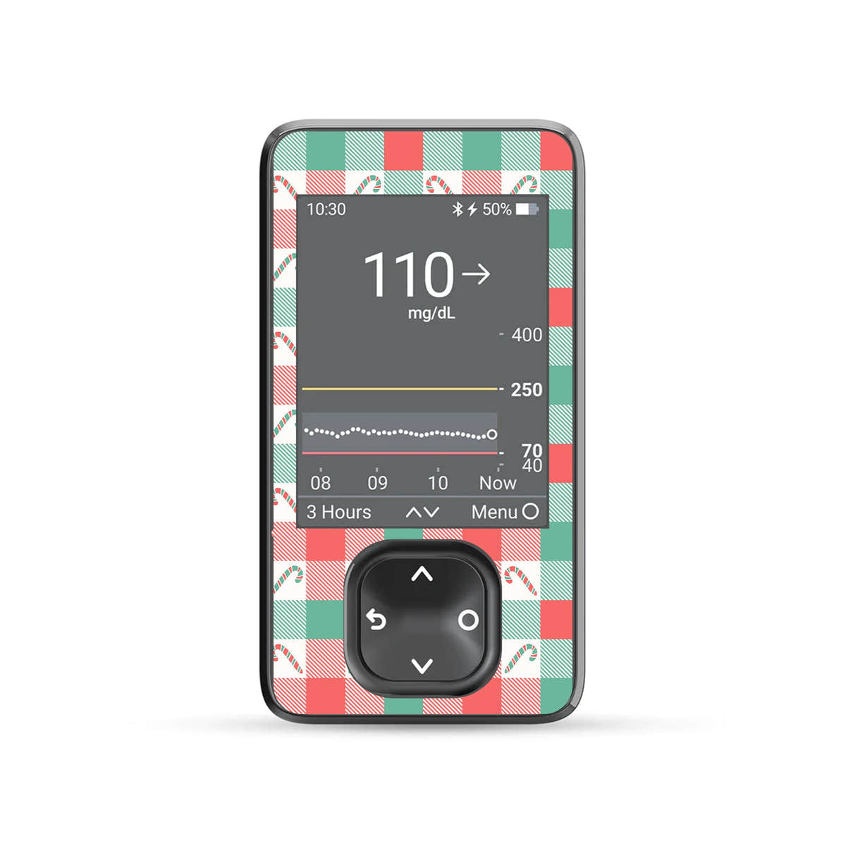 Peppermint Plaid Dexcom G7 and G6 Touchscreen Receiver Sticker - Pump Peelz Peppermint Plaid Dexcom G7 and G6 Touchscreen Receiver Sticker - Pump Peelz