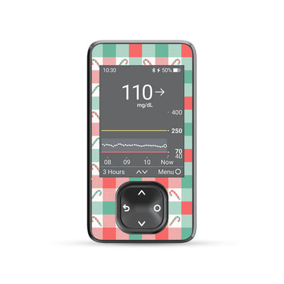 Peppermint Plaid Dexcom G7 and G6 Touchscreen Receiver Sticker - Pump Peelz Peppermint Plaid Dexcom G7 and G6 Touchscreen Receiver Sticker - Pump Peelz