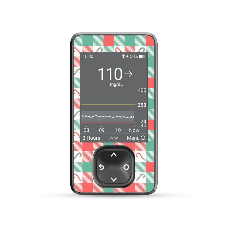 Peppermint Plaid Dexcom G7 and G6 Touchscreen Receiver Sticker - Pump Peelz Peppermint Plaid Dexcom G7 and G6 Touchscreen Receiver Sticker - Pump Peelz