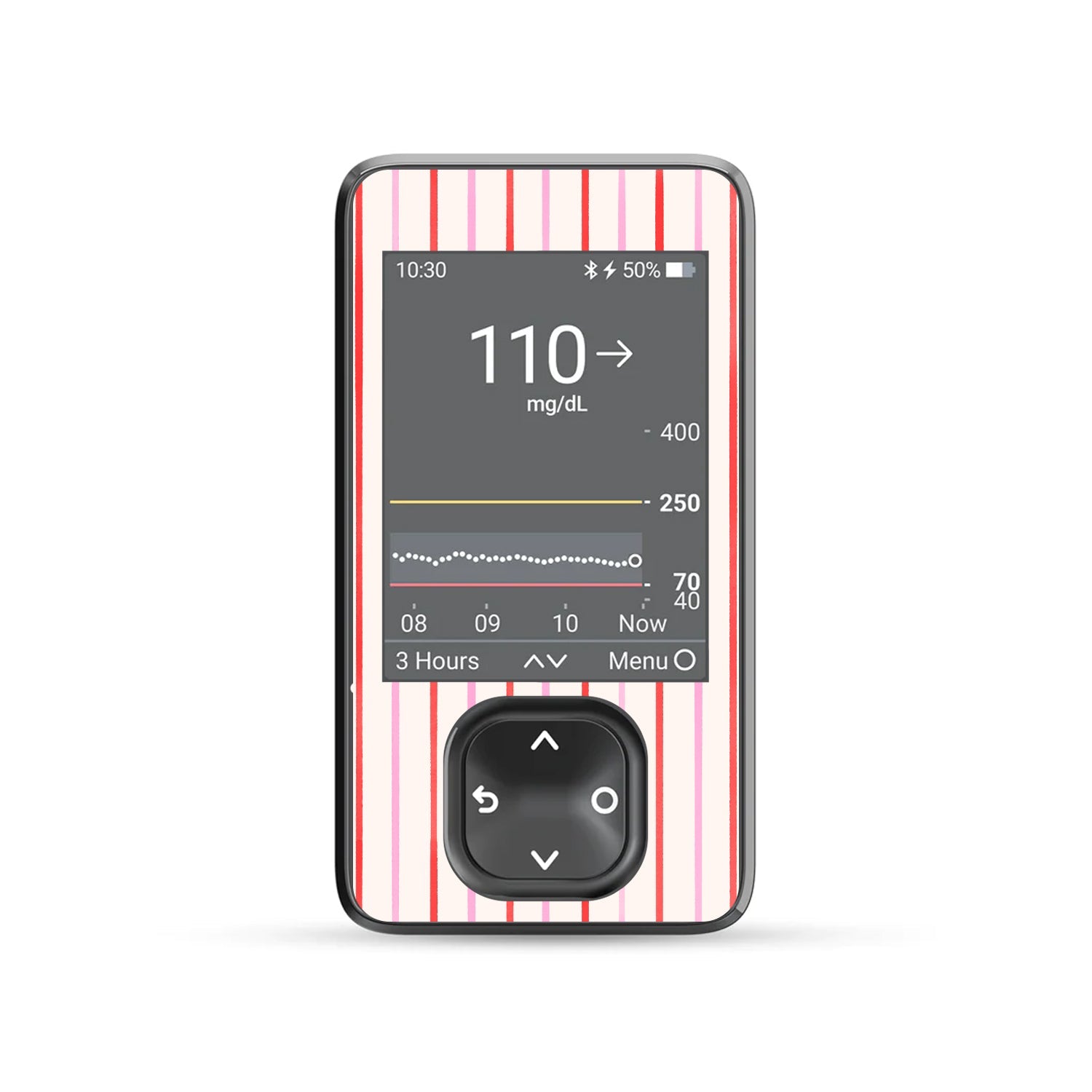 Peppermint Stripes Dexcom G7 and G6 Touchscreen Receiver Sticker - Pump Peelz Peppermint Stripes Dexcom G7 and G6 Touchscreen Receiver Sticker - Pump Peelz