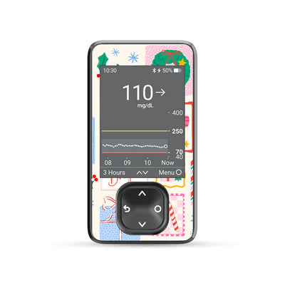 Holiday Greetings Dexcom G7 and G6 Touchscreen Receiver Sticker - Pump Peelz Holiday Greetings Dexcom G7 and G6 Touchscreen Receiver Sticker - Pump Peelz