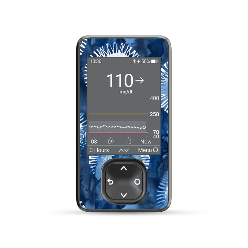 Monochrome Blue Tie Dye DEXCOM G7 and G6 Touchscreen Receiver Sticker Monochrome Blue Tie Dye DEXCOM G7 and G6 Touchscreen Receiver Sticker