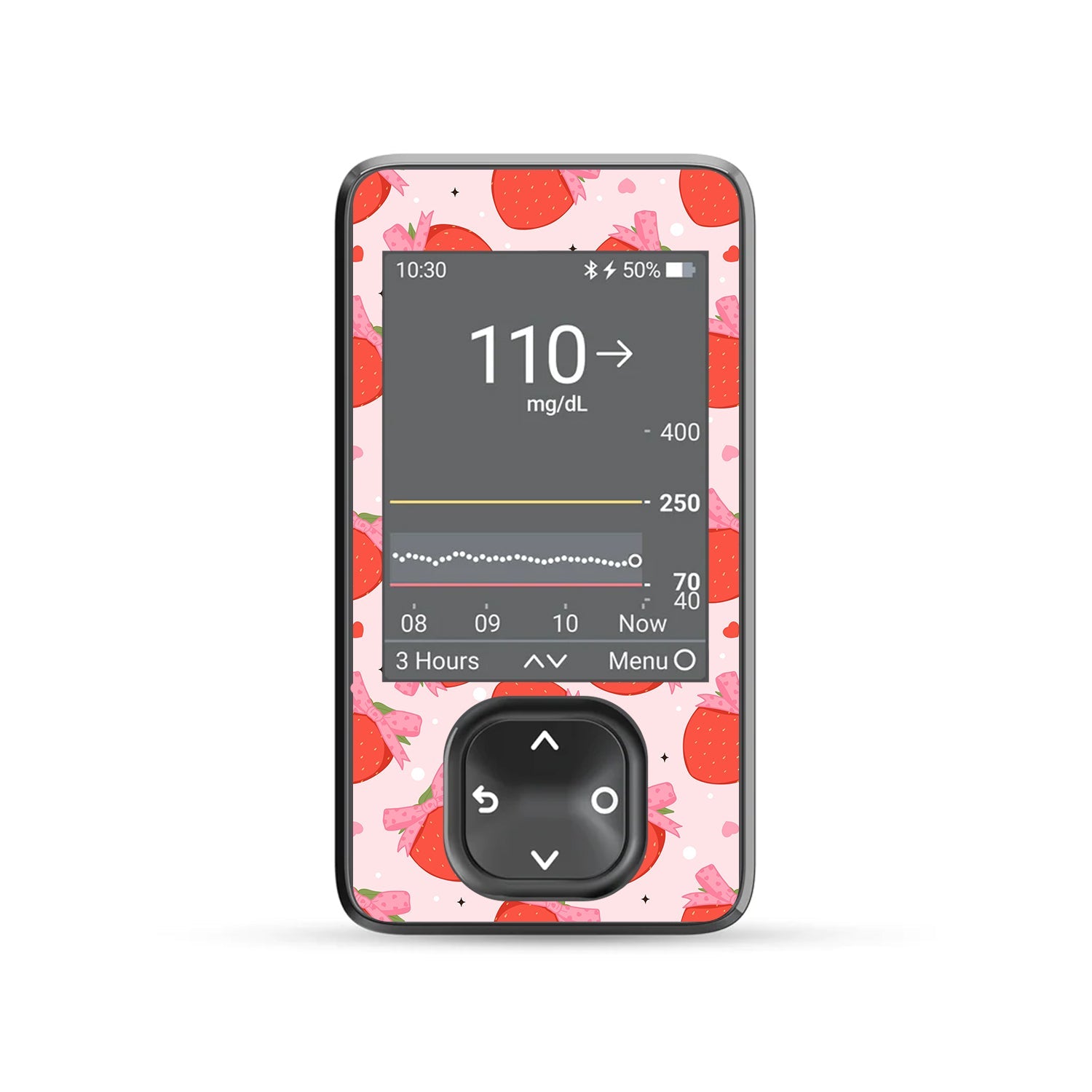 Strawberry Kisses Dexcom G7 and G6 Touchscreen Receiver Sticker - Pump Peelz Strawberry Kisses Dexcom G7 and G6 Touchscreen Receiver Sticker - Pump Peelz
