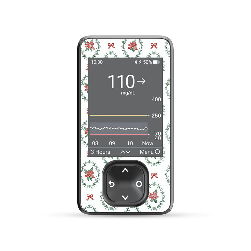 Poinsettia Parade Dexcom G7 and G6 Touchscreen Receiver Sticker - Pump Peelz Poinsettia Parade Dexcom G7 and G6 Touchscreen Receiver Sticker - Pump Peelz