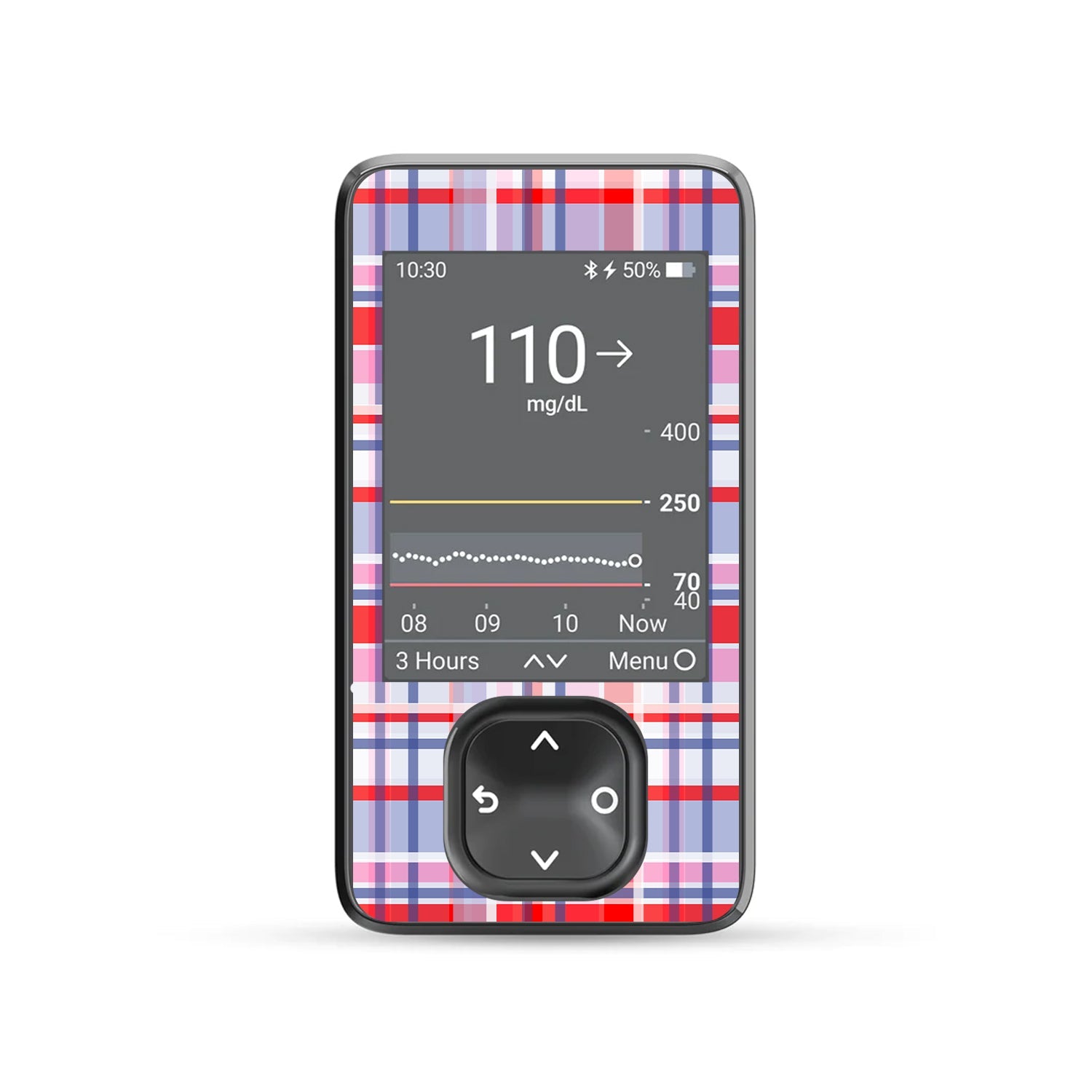 Party Plaid Dexcom G7 and G6 Touchscreen Receiver Sticker - Pump Peelz Party Plaid Dexcom G7 and G6 Touchscreen Receiver Sticker - Pump Peelz