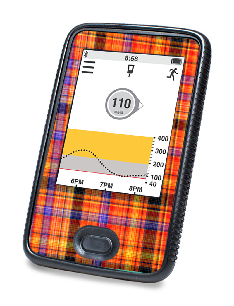 Pumpkin Plaid Dexcom G6 Touchscreen Receiver Sticker - Pump Peelz Pumpkin Plaid Dexcom G6 Touchscreen Receiver Sticker - Pump Peelz