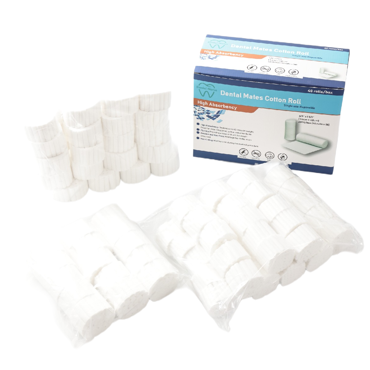 1 1/2" Length Cotton Rolls 5/16"(#1 SM), 3/8"(#2 MD) 2,000pcs/box and 1/2"(#3 LG) 450pcs per box 1 1/2" Length Cotton Rolls 5/16"(#1 SM), 3/8"(#2 MD) 2,000pcs/box and 1/2"(#3 LG) 450pcs per box